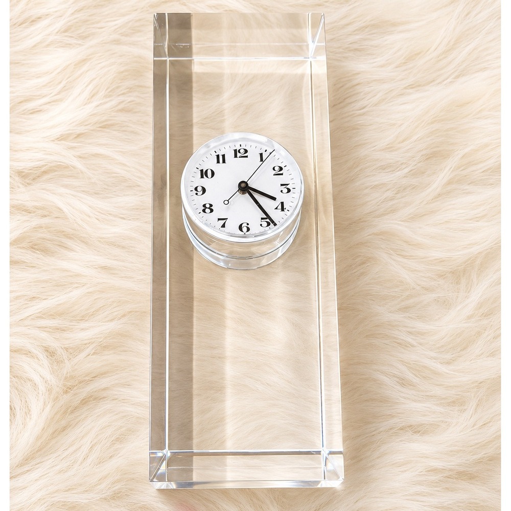 Ritz Italora Milano Lucite Block Desk Clock Vintage Italy Space Age MCM Eames